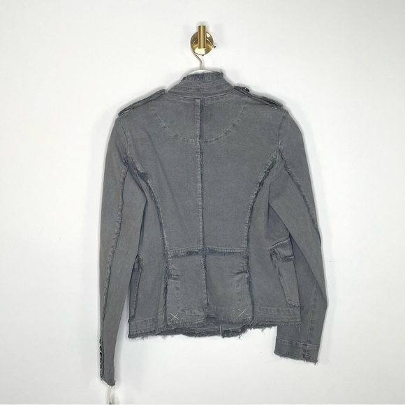 Military Femme | Free People Denim Captains Blazer in Deep Grey | Pewter | Sz XS - Picture 9 of 16